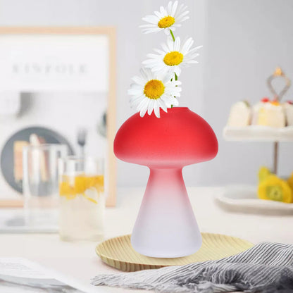 SOLUSTRE 3pcs Glass Mushroom Hydroponic Vases Set, Red Decorative Flower Terrarium Vases for Home Desktop Plant Propagation and Floral Arrangements