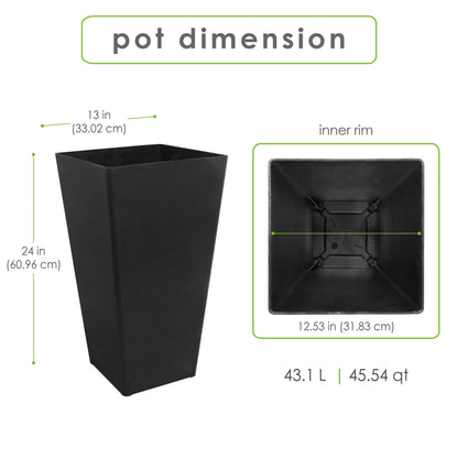 CNEIESD 24 Inch Indoor/Outdoor Planter Recycled Planter Slate, Lightweight, Durable, 44L Capacity