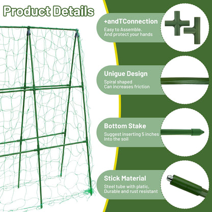 PHENEAHILL Compact A-Frame Plant Trellis for Peas, Beans & Small Climbing Plants - Rust-Resistant, Easy to Assemble, Lightweight Steel, Ideal for Raised Beds & Container Gardens(31" W x 47" H)