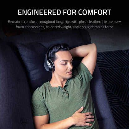 Razer Opus Active Noise Cancelling ANC Wireless Headphones: THX Audio Tuning - 25 Hr Battery - Bluetooth 4.2 & 3.5mm Jack Compatible - Auto Play/Auto Pause - Carrying Case Included - Midnight Blue