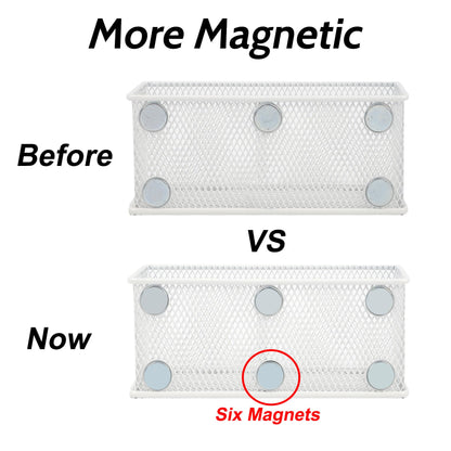 EASEPRES Magnetic Pencil Holder Set of 6 - Wire Mesh Storage Baskets Organizer with Strong Magnets - Perfect for Whiteboard, Refrigerator and Locker Accessories, White