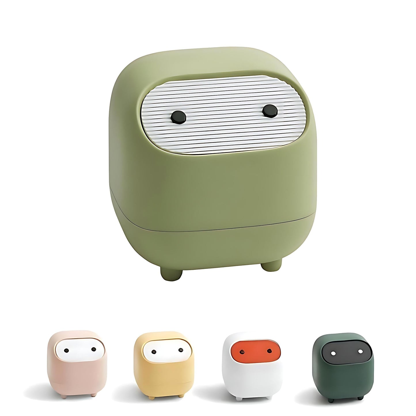 AIWE7D Small Desktop Trash Can with Lid for Desk Trash Cans Cute Mini Garbage Bin Press-top Wastebasket for Office Countertop Coffee Table Desk (LightGreen)