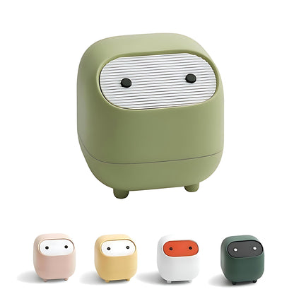 AIWE7D Small Desktop Trash Can with Lid for Desk Trash Cans Cute Mini Garbage Bin Press-top Wastebasket for Office Countertop Coffee Table Desk (LightGreen)