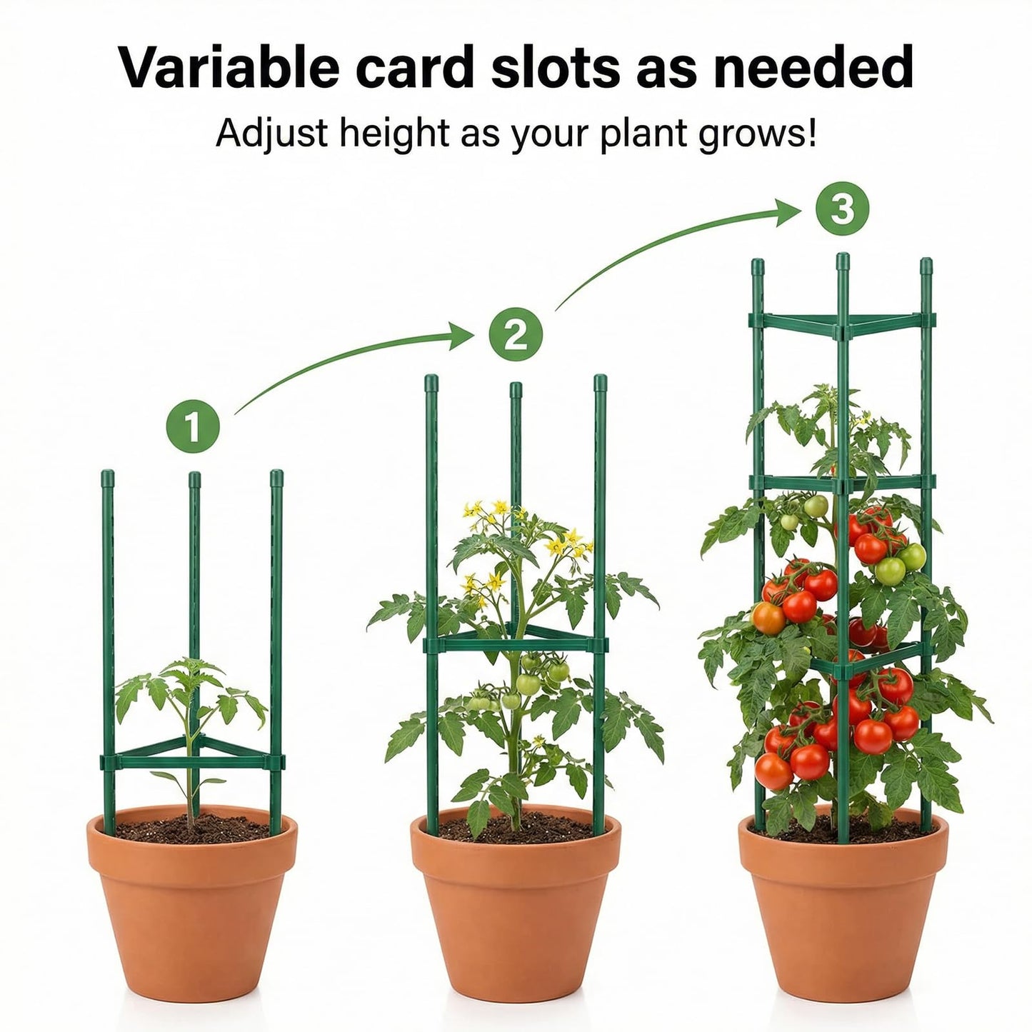 100pcs Garden Stakes Arms for Tomato Cage, Plant Trellis Connectors, Attach 0.43 Inch Dia Tomato Stakes and Plant Stick Supports, 11.8in Plastic Connecting Rod (11mm, No Stake)