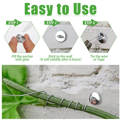 WILLBOND Plant Anchor Kit, 80 Pcs Vine Anchors 5 Pack Silicone Adhesive Sealant Garden Tie Tape Metal Wire Wire Cutters for Spring Trellis Vine and Stucco Brick Wall Climbing Plants Supplies(Silver)