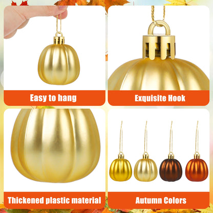 24 PCS Fall Pumpkin Hanging Ornaments Thanksgiving Hanging Decorations for Small Tree Mini Pumpkin Ball Ornaments for Halloween Thanksgiving Harvest Autumn Small Tree Home Decor