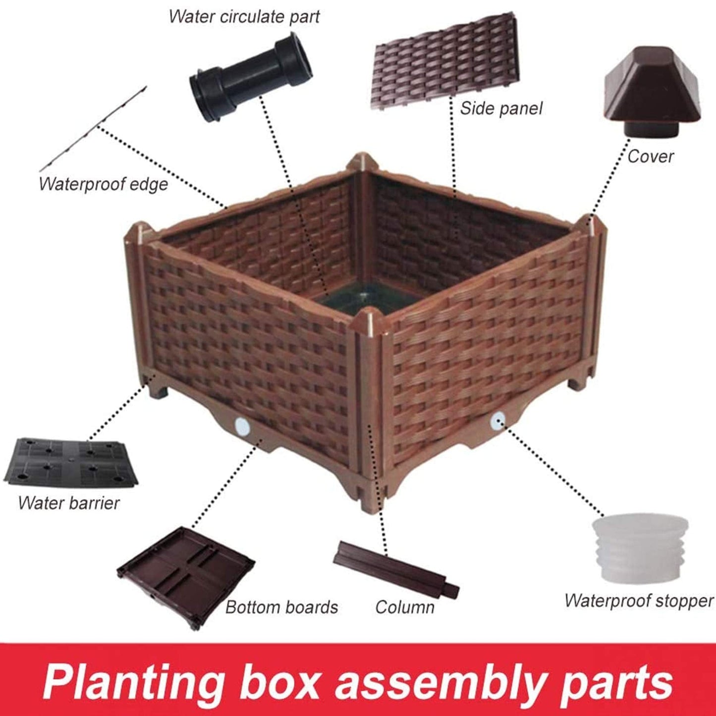 Elevated Planting Box, Outdoor Planter Boxes with Legs, Modern Rattan-Style Plastic Plant Stand, Garden Raised Bed for Vegetables,48"x16"x14"/120x40x36cm