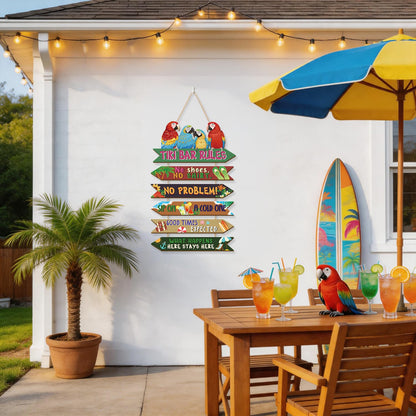 HOURIA Tiki Bar Decor, Wooden Summer Beach Tiki Bar Sign for Outside Patio Home Pub Pool Backyard,Funny Hawaiian Luau Tropical Party Decorations,11.4“X18.5”