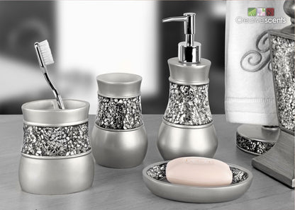 Creative Scents Crackled Glass Soap Dish for Bathroom, Decorative Dry Bar Soap Holder, Best Dishes for Sink/Bath/Shower Decor.