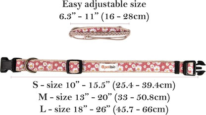 Pettsie Hemp Dog Bandana Collar & Matching Owner Friendship Bracelet | Adjustable, Durable Hemp, Soft & Comfortable, Secure D-Ring, Matching Friendship Bracelet, Pink