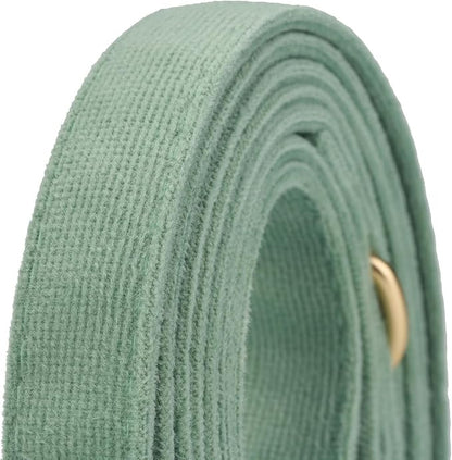 Soft Corduroy Dog Collar and Leash Set Adjustable Durable Dog Collars with Metal Buckle and Lead for Large Dogs,Grass Green