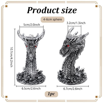 PH PandaHall Dragon Head Crystal Ball Stand Resin Orb Holder Base Crystal Ball Holder Sphere Stand Holder for 40~60mm Sphere Photography Props Room Home Table Decoration, Silver