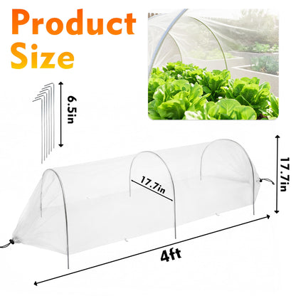2PCS warmfarm 4ft Garden Row Accelerator Plants Cover, Pop Up Garden Bed Tunnel Net with 6 Stakes, Ready-to-Use Design Garden Beds Vegetable Rows Plant Protector for Protecting Vegetable Fruit
