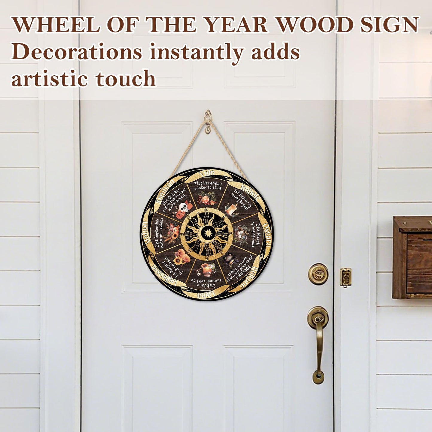 Wheel of The Year Wood Sign, 12" Wheel Year Wall Hanging, Sabbats Pagan Witch Sign, Witchcraft supplies, Wicca Calendar, Wiccan Holiday, Yule Altar, Celestial Sign, Christmas Thanksgiving Decor