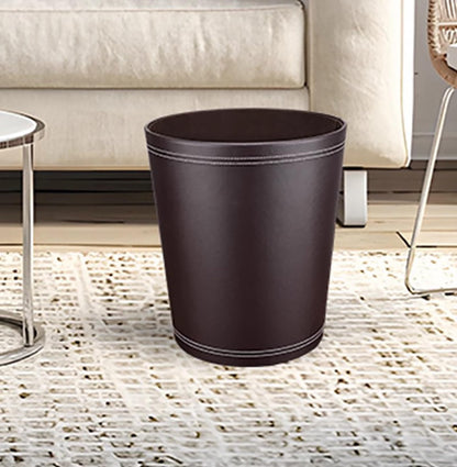Trash Cans Floor Stand Leather Waste bin Paper Board 12 Liters Garbage Basket case for Hotel Office (Coffee)