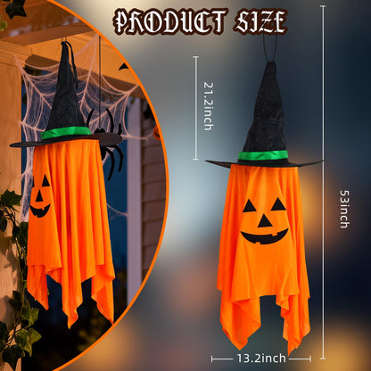2 Pack Halloween Hanging Pumpkin Decorations Outdoor Hanging Pumpkin Witch Hats Ornaments for Home Garden Yard Party