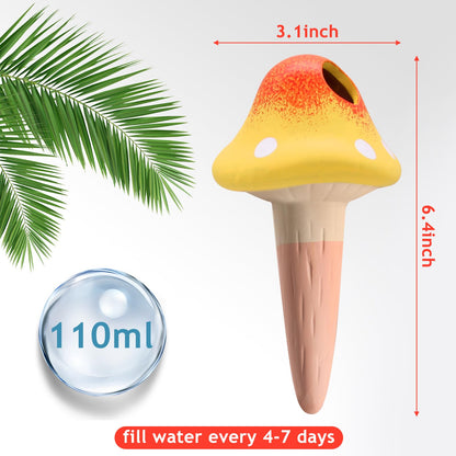 4 Pack Terracotta Watering Spikes, Vacation Self-Watering Planters Devices, Continuous Moisture with Slow Release Watering System Mushroom Shape