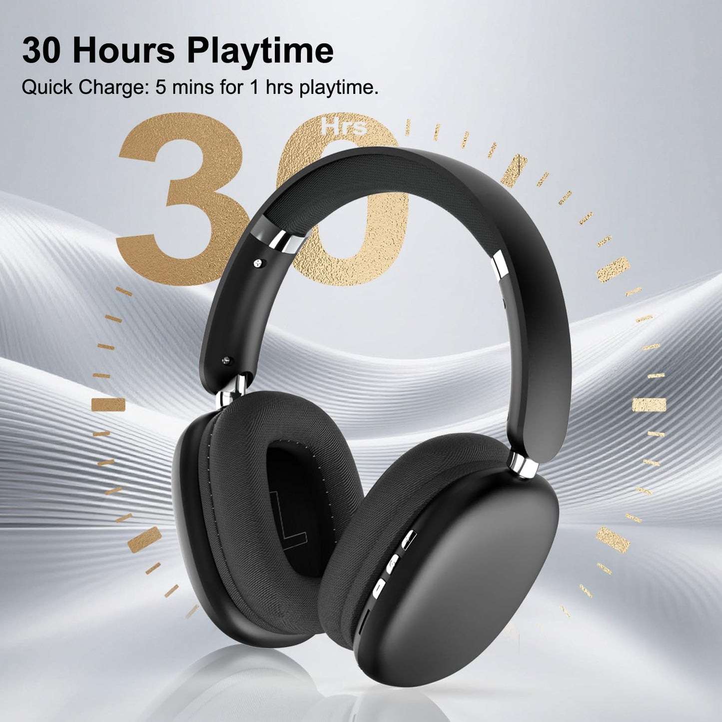 SUNJOM Wireless Bluetooth Over Ear Headphones Up to 28H Battery Life Headset with Microphone Gym Overhead Headphones Compatible with iOS & Android Mobile Phones,Computers,Laptop(Black)