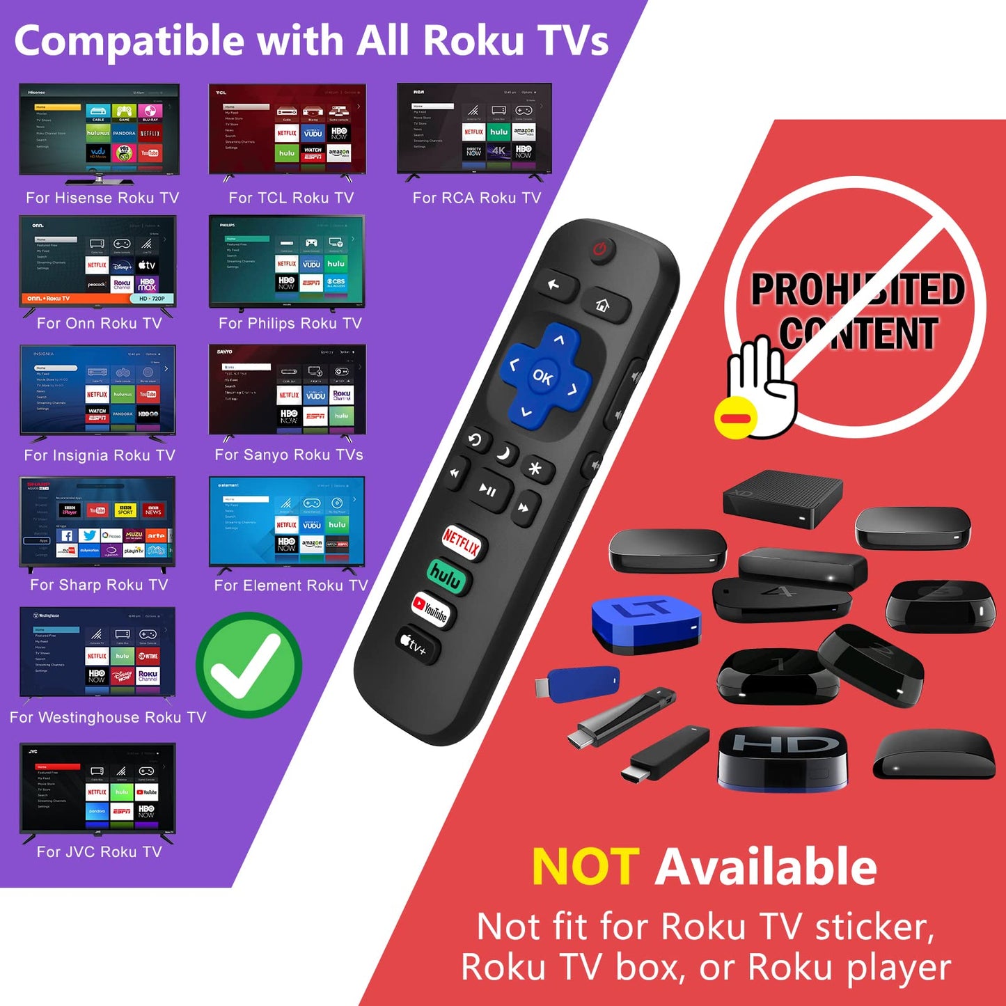 Voice Remote Control Replacement for Hisense Smart Google TV，Compatible with Hisense QLED UHD Mini-LED ULED Google TVs