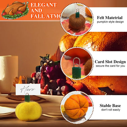 Groodo 8 Pieces Fall Decor Felt Pumpkin Place Card Holder, Thanksgiving Fall Name Card Holder Perfect for Thanksgiving Table Decor, Fall Themed Weddings, Bridal Brunches