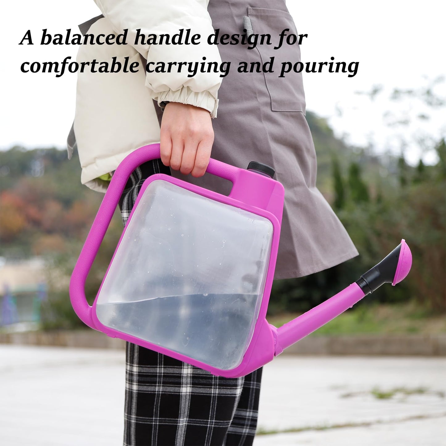 6L-Purple Foldable Watering Can with Rotating Nozzle & Long Spout for Plants, Indoor Outdoor Gardening, Clear Plastic