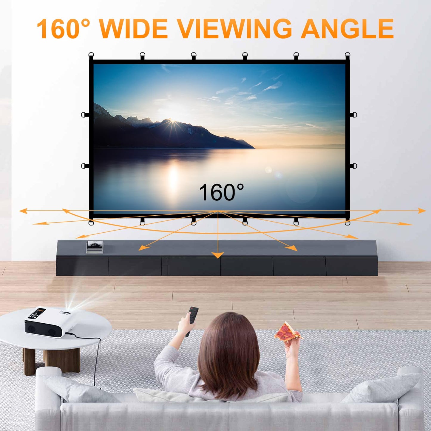Outdoor 120in Projector Screen, Washable Black Backing Movie Screen Foldable Wtinkle-Free Projection Screen for Indoor/Outdoor Home Theater, Camping, Office, 16:9 4K HD Projector for Movies On Wall