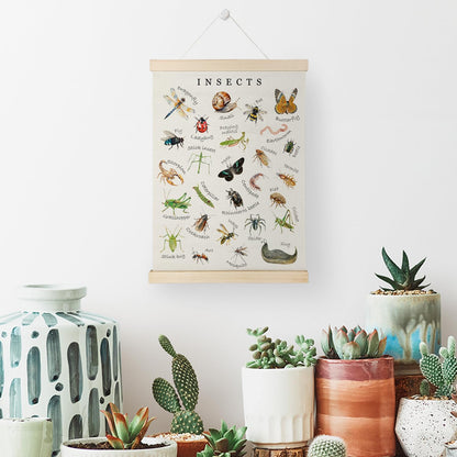 Nrleey Insects Poster Hanger Frame - Educational Wall Art, Kids Room Nursery Classroom Decor, 12x16 Inches