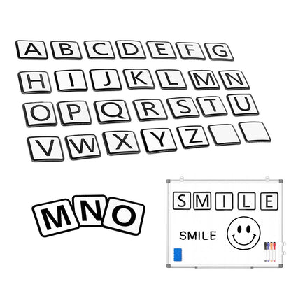 Small Alphabet Magnets 1.5x1.5 for Whiteboard/Fridge, 26 Magnetic Letters+2 Backup for Age 12+