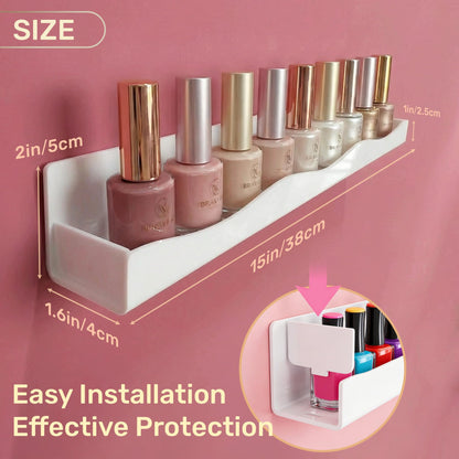 YMVV 15" Nail Polish Racks Wall Mounted Shelf,6 Pack White Acrylic Nail Polish Organizer Nail Supplies for Nail Techs,Great Display for Salons Retailers