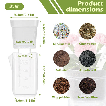 Shgxjjnb 16 Pack 2.5" Clear Self Watering Pots for Indoor Plants, Mini Clear Plastic Planters, with 16 Plant Label and Water Level and Drainage Holes for Seedlings, Cuttings, Succulents (Large)