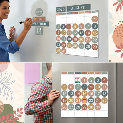 Lerheedi 94 Pcs Boho Calendar Magnets for Whiteboard Large Magnet Calendar Set Days of the Week Magnets for Refrigerator Classroom Weeks and Months