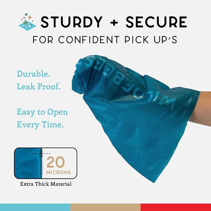 Wildebeest Compostable Dog Poop Bags | Thick, Unscented & Leakproof Dog Waste Bags | ASTM D6400 Compliant | Fit Any Poop Bag Holder – 8 Heavy Duty Eco-Friendly Poop Bag Rolls (120 Bags)