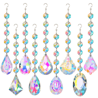 XINRUI Crystal Sun Catcher, 9 Pack Hanging Ornament Crystals Balls Prism Rainbow Maker for Home, Office, Garden Decoration, Window Decorations Decor(Crystal)