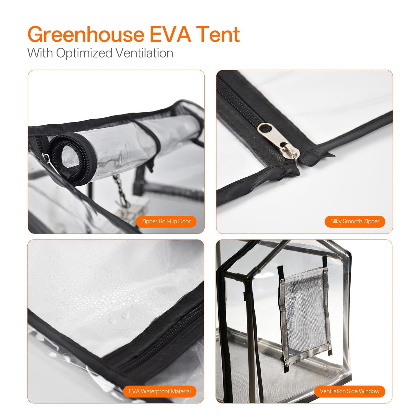 Bstrip Indoor Greenhouse with Grow Light, Mini EVA Tent with PET Base Mat, Ventilation Windows & Zippered Door, 18W Tabletop Greenhouse Light for Seed Starting with Timer, 23.8" x 15.7" x 20.5"