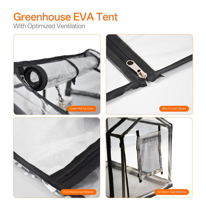 Bstrip Indoor Greenhouse with Grow Light, Mini EVA Tent with PET Base Mat, Ventilation Windows & Zippered Door, 18W Tabletop Greenhouse Light for Seed Starting with Timer, 23.8" x 15.7" x 20.5"