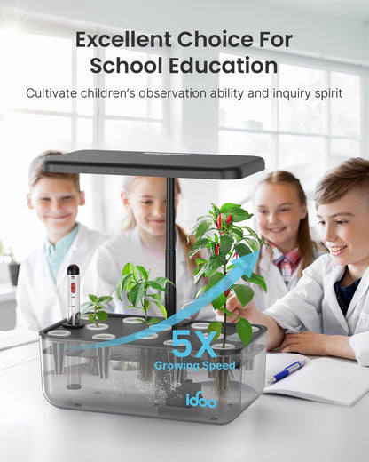 iDOO 12 Pods Indoor LED Hydroponic System Kit, Transparent, 5L, Self Watering, Gifts for Mom, House Warming, Indoor Herb Garden, Hydroponic Growing System