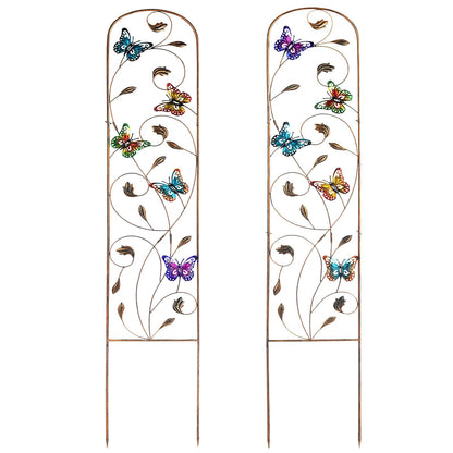 SUNNYPARK Set of 2 Butterfly Metal Garden Trellis for Climbing Plants, Decorative Vegetables Flowers Vine Trellis for Outdoor Patio 60'' H x 11'' W