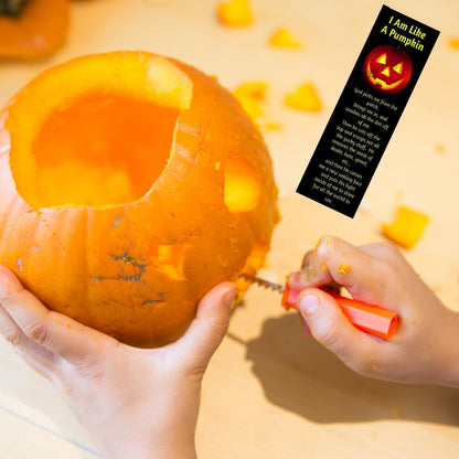 100 Pack I Am Like a Pumpkin Christian Halloween Bookmarks – Made in USA Trunk or Treat Handouts