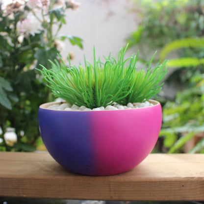 BJVF Unique Face Flower Pot Head Planter - Abstract Colorful Resin Cute Girl Statue Planter with Closed Eyes for Indoor & Outdoor Plants