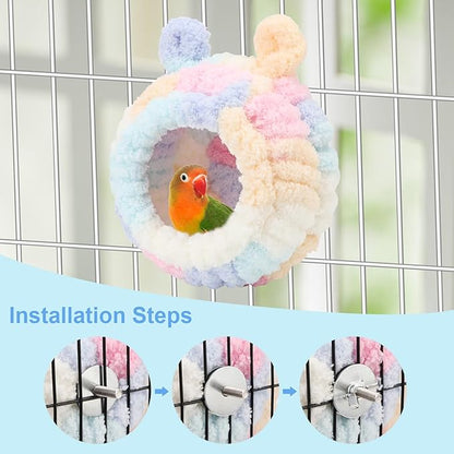 Wontee Bird Nest Bed Breeding House Winter Warm Snuggle Hut for Budgies Parakeets Cockatiels Lovebirds Canaries (Multi-Colored)