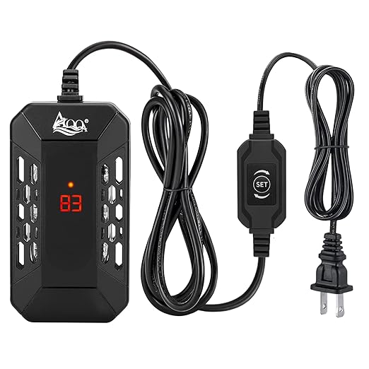 AQQA Aquarium Submersible Heater for Fish Tank,LED Temperature Display and Built-in Thermometer,External Controller Temperature Control Range 59℉-93℉,Safety Control Protects 100W