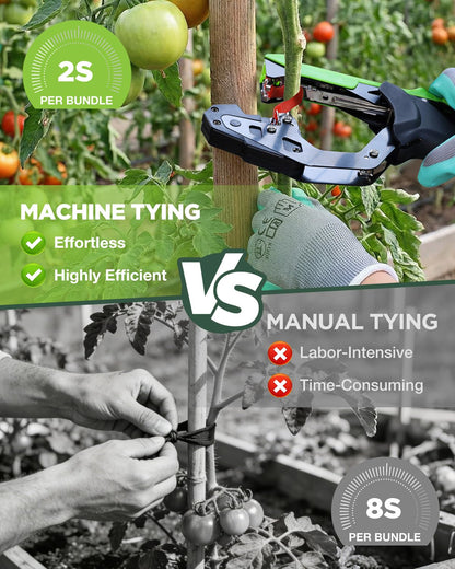 WORKPRO Plant Tying Machine with 6" Scissors, Lightweight Tape Gun for Tying Vines and Support Plant, Includes Gloves, 20 Rolls of Tape, 10000 Staples, Ideal for Tomatoes, Grapes, Cucumber, Vegetables