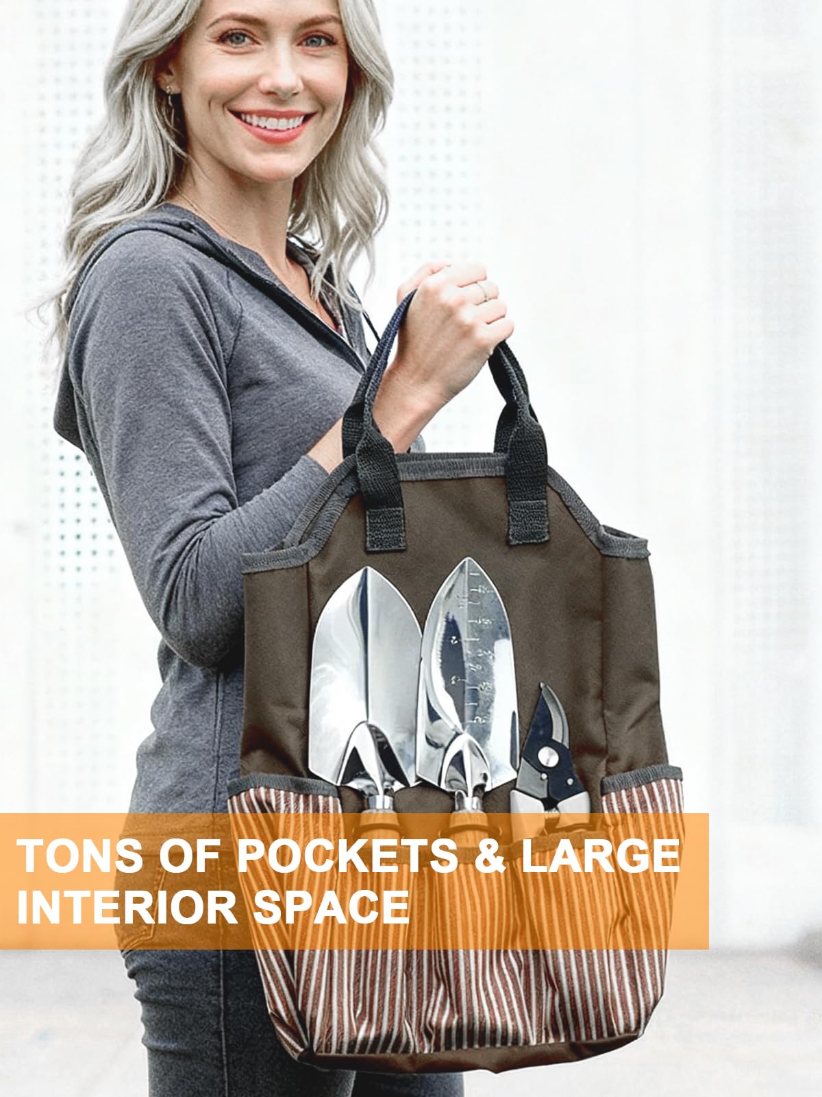 Garden Tools Set – 11-PCs Heavy Duty Gardening Kit, Stainless Steel Tools with Wooden Handles, Canvas Tote Bag, Gloves & Watering Can – Gardening Tools Gift for Women, Beginners, Patio & Backyard Use