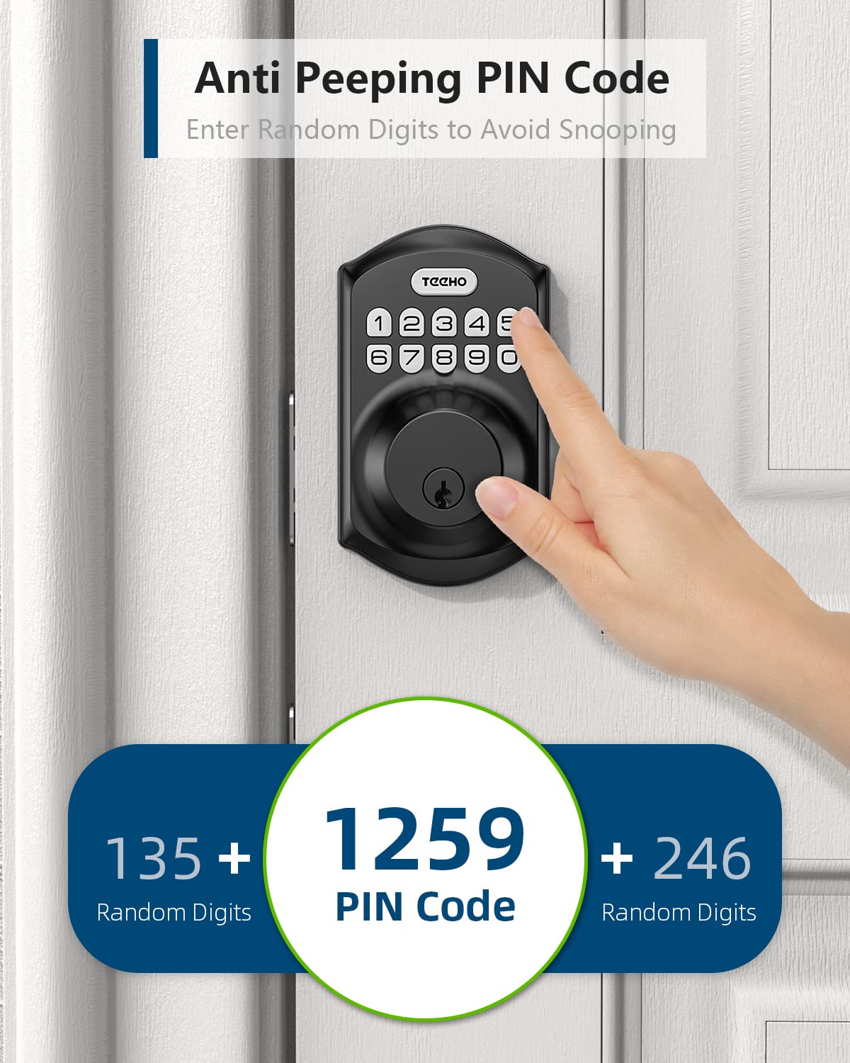 TEEHO TE001 Keyless Entry Door Lock with Keypad - Smart Deadbolt Lock for Front Door with 2 Keys - Auto Lock - Easy Installation - Satin Nickel