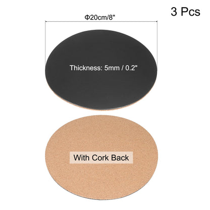 uxcell 3Pcs Cork Plant Coasters 8 x 8 x 0.2 Plant Mats Cork Coasters for Plants, Plant Coasters for House Indoors, Pot Mats for DIY Craft Project (Round, Black)