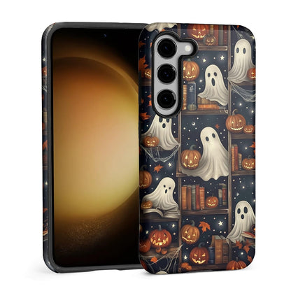 TAMEFOX Case for Samsung Galaxy S23,Anti Drop Scratch Protective Phone Cover Case for Women Girl-Halloween Ghost Pumpkin Decorations