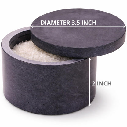 KC KULLICRAFT Unique Salt and Pepper Box Elegant Round Marble Salt Box With Lid For Salt, Spice and Herbs Storage. Perfect Container To Store. (3.5" x 2" Inches)