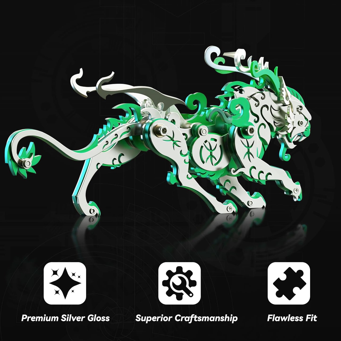 3D Metal Puzzles,3D Metal Puzzle for Adults,Mechanical Model Kit Green Bi an,Steel 3D Puzzles Stainless Steel Ornaments for Adults Home Decor Art Craft Gifts Toys.