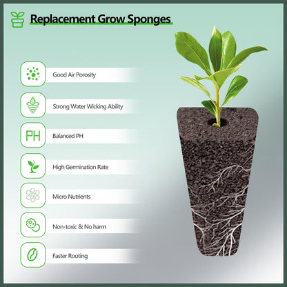YBB 30 Set Hydroponic Seed Pods Kit, Square Growth Sponges Plant Seed Starter Pods Kit, Including 30 Sponges, 30 Baskets, 30 Grow Domes, 30 Stickers, Compatible with IDOO, QYO, LYKO Hydroponics