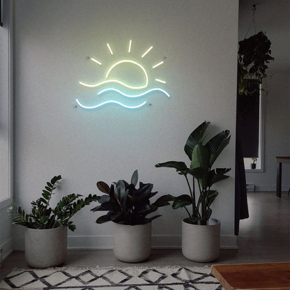 LED Decorative Lights USB Mountains Sunrise Sunset Led Neon Signs Home Decoration Wall Art Holiday Gift Brightness Adjustable 16.5''x11.8''